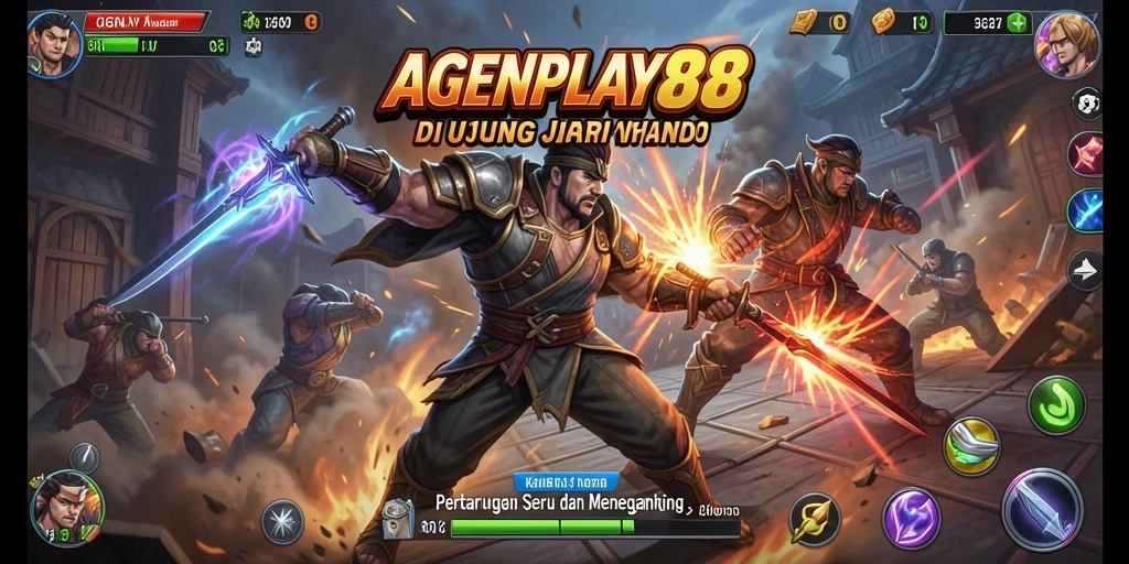 Tangkapan layar AGENPLAY88 menunjukkan karakter bertarung dengan penuh aksi.