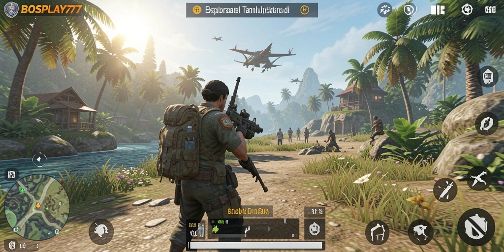 Screenshot utama BOSPLAY77 menampilkan panorama luar biasa dari dunia terbuka.