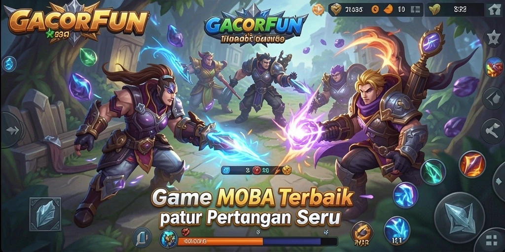 Gameplay GACORFUN yang seru dan menantang dalam pertempuran MOBA.