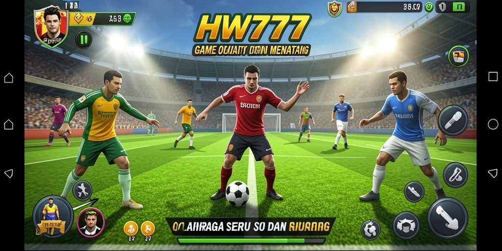 Screenshot HW777 menunjukkan intensitas gameplay olahraga yang seru.