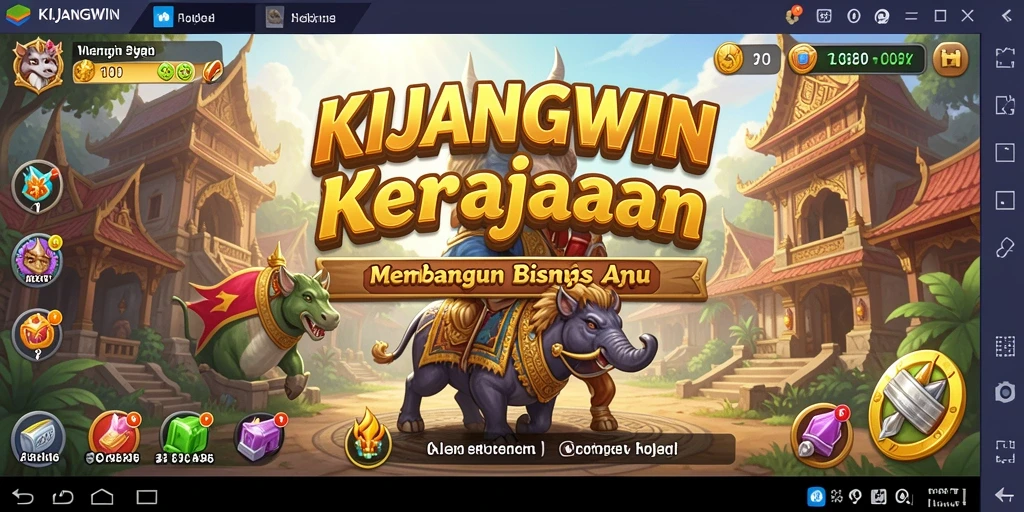 Screenshot gameplay KIJANGWIN menampilkan suasana bisnis yang dinamis.