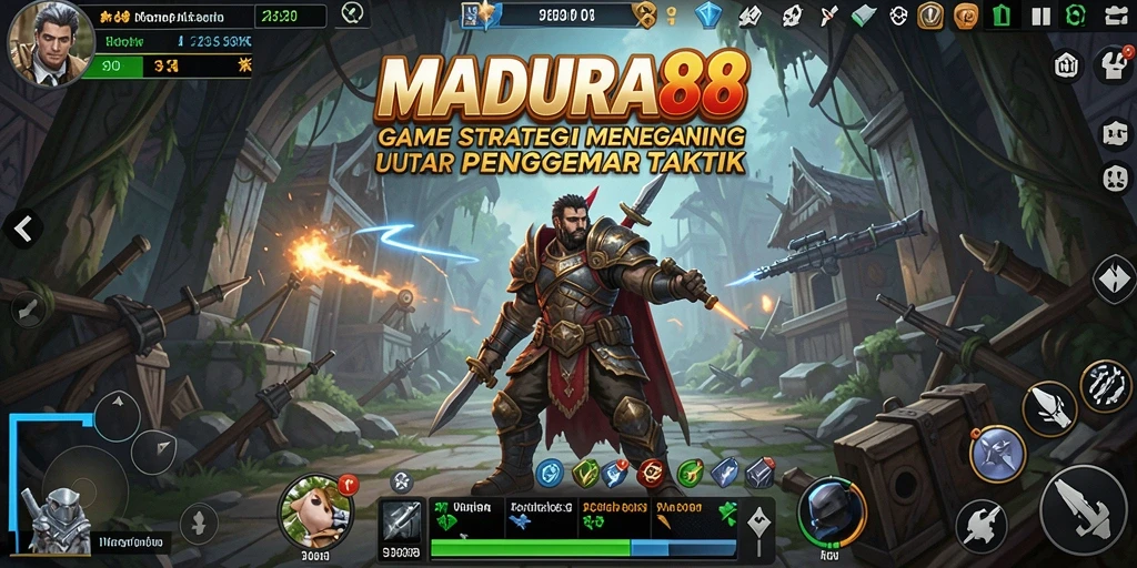 Tampilan aksi mendebarkan dalam gameplay strategi MADURA88.