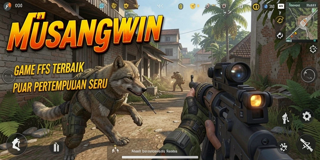 Tangkapan layar dari gameplay intens MUSANGWIN saat pertempuran.