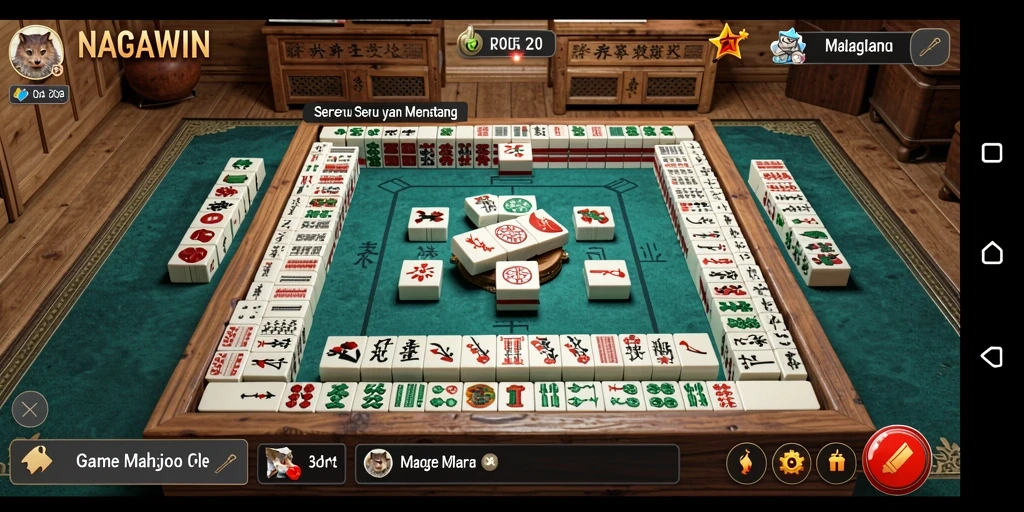 Screenshot gameplay NAGAWIN menunjukkan keseruan mencocokkan ubin Mahjong.