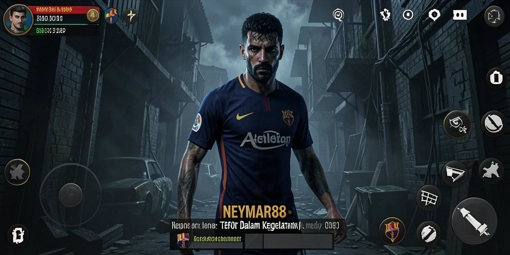 Tampilan gameplay menegangkan NEYMAR88 di kegelapan.