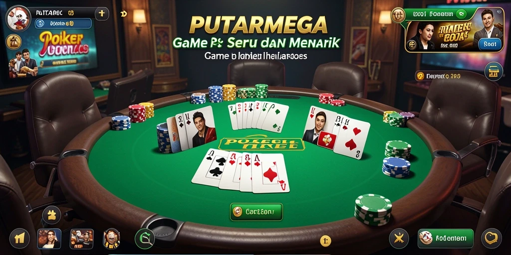 Tampilan screenshot PUTARMEGA menampilkan gameplay poker yang seru dan menegangkan.