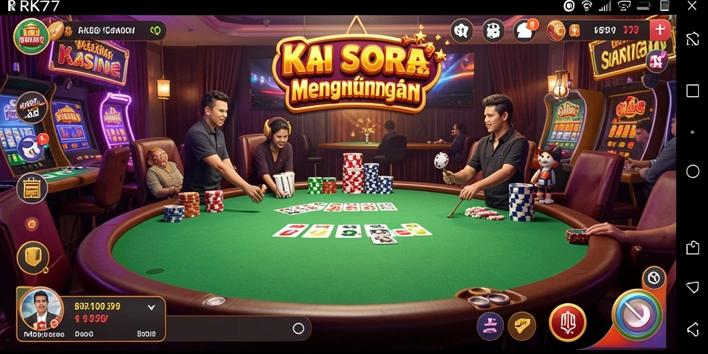 Screenshot utama RK77 menampilkan gameplay kasino yang mengasyikkan.