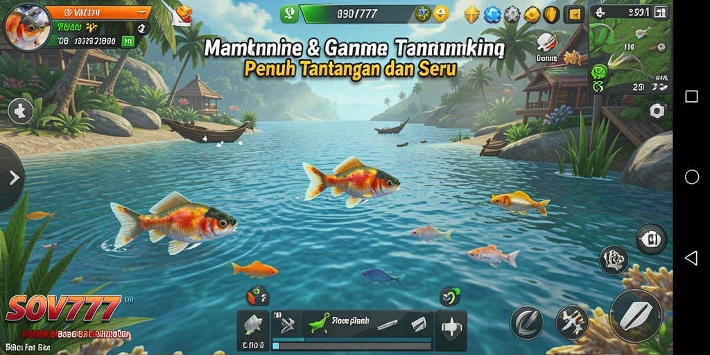 Screenshot gameplay SOV777 dengan aksi memancing yang mendebarkan.
