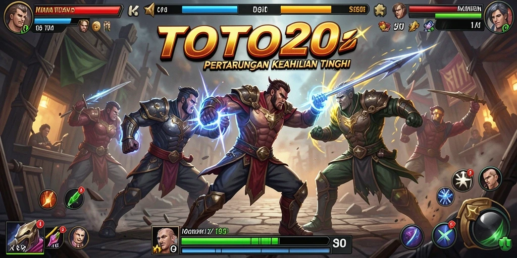 Gameplay menegangkan dengan karakter bertarung di arena TOTO20.