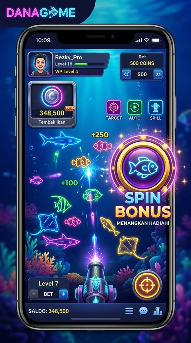 Tangkap layar antarmuka pengguna Danagame yang intuitif.